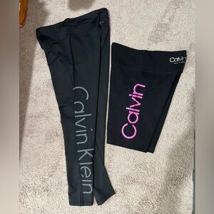 Calvin Klein Black Leggings with Gray & Calvin Klein Black & Pink Biker Shorts